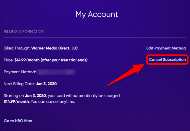 Select the Cancel Sub