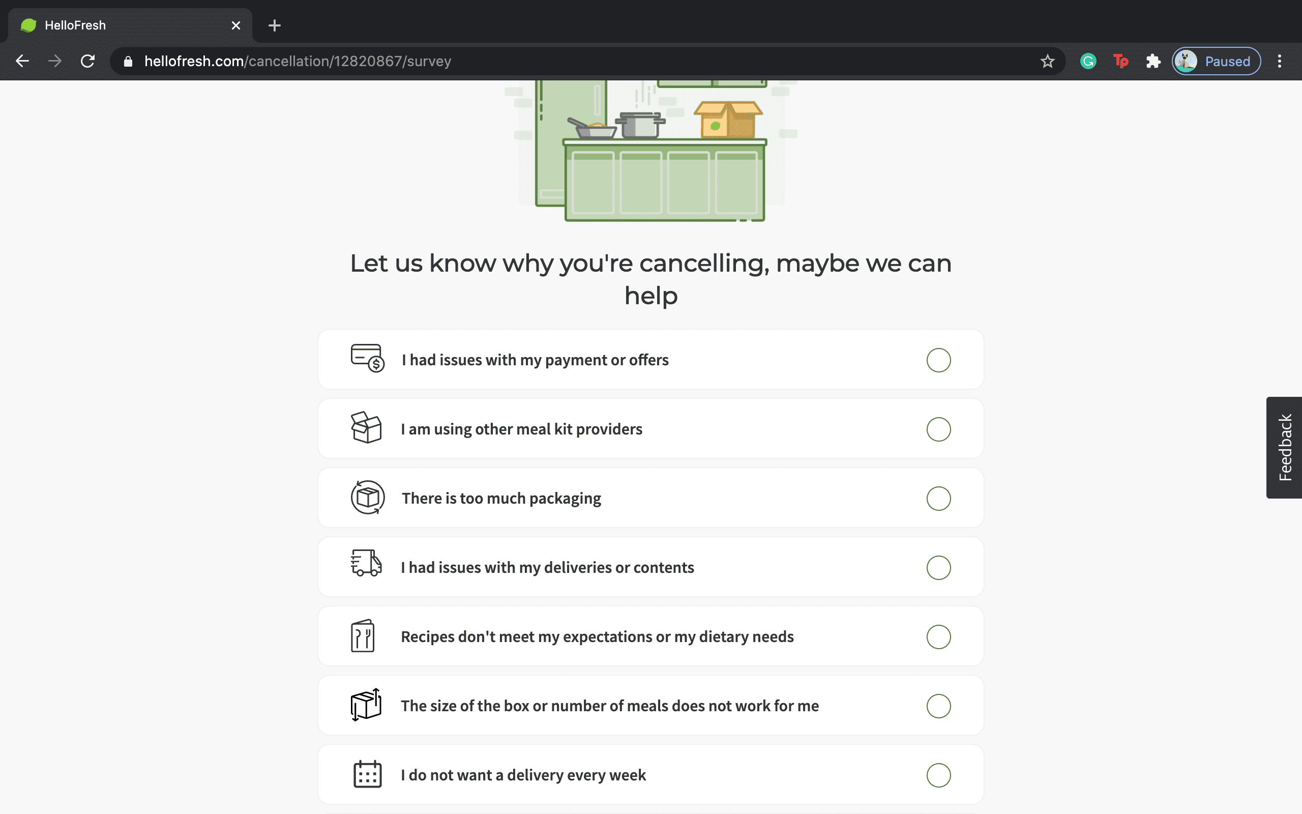 Let us know why your are cancelling