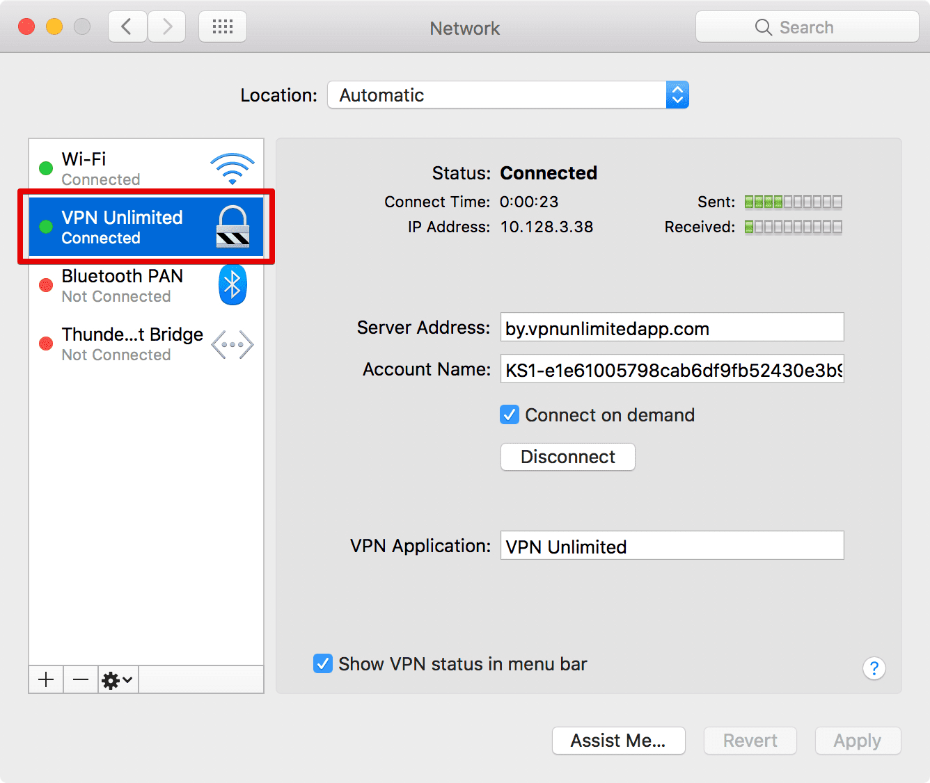 How to use the VPN app on macOS - VPN config will be added to the list of your network connections